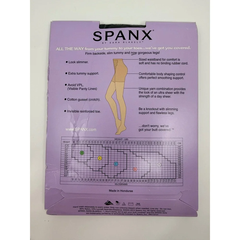 Spanx All The Way Full Length Hose Black Super Control Pantyhose Size D NIB